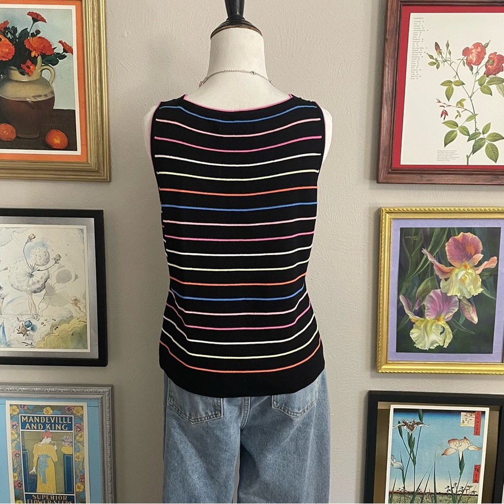 Joseph Black Knit Tank with Multicolor Stripes - Picture 5 of 7